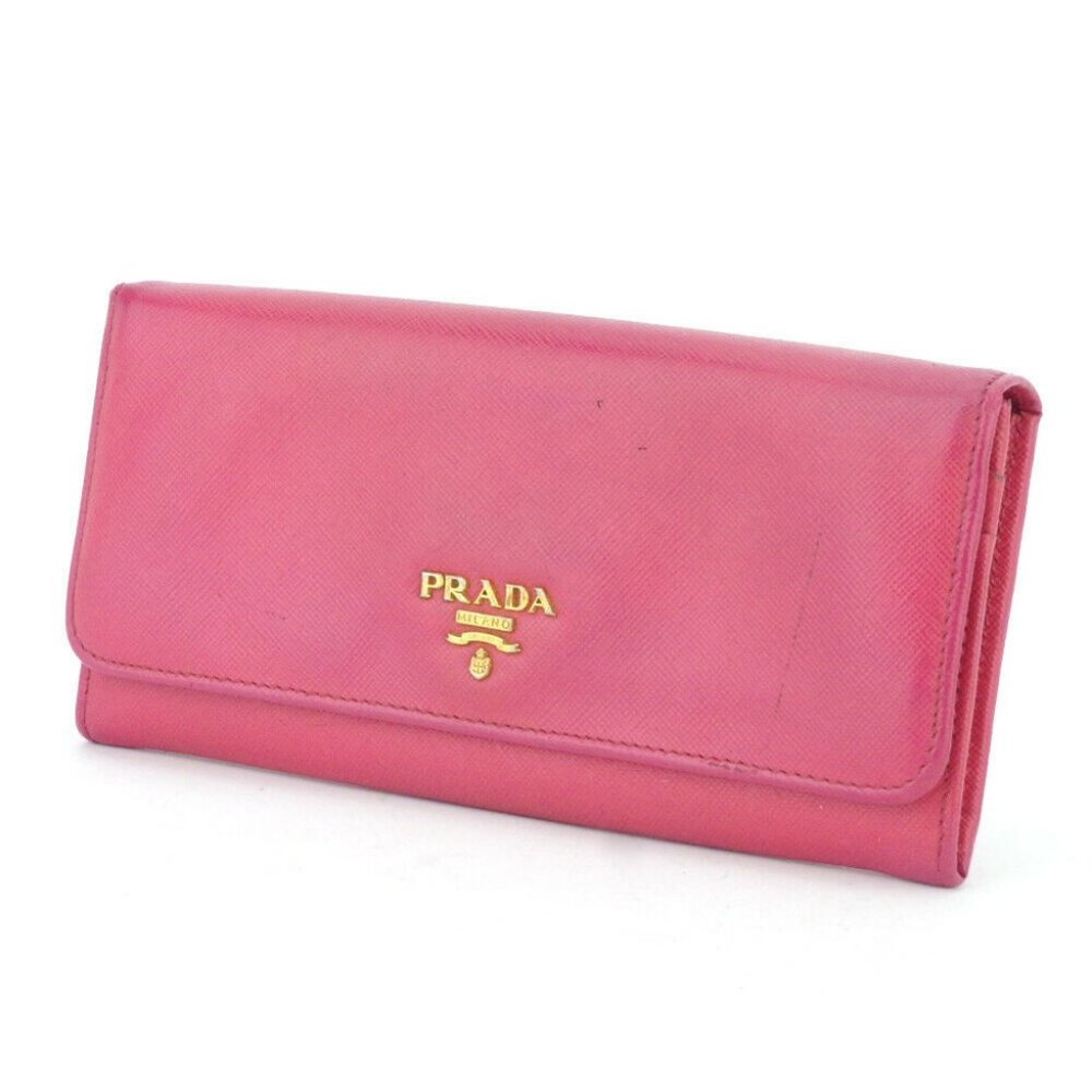 PRADA Purse logo pink Safi Arno Leather Authentic used